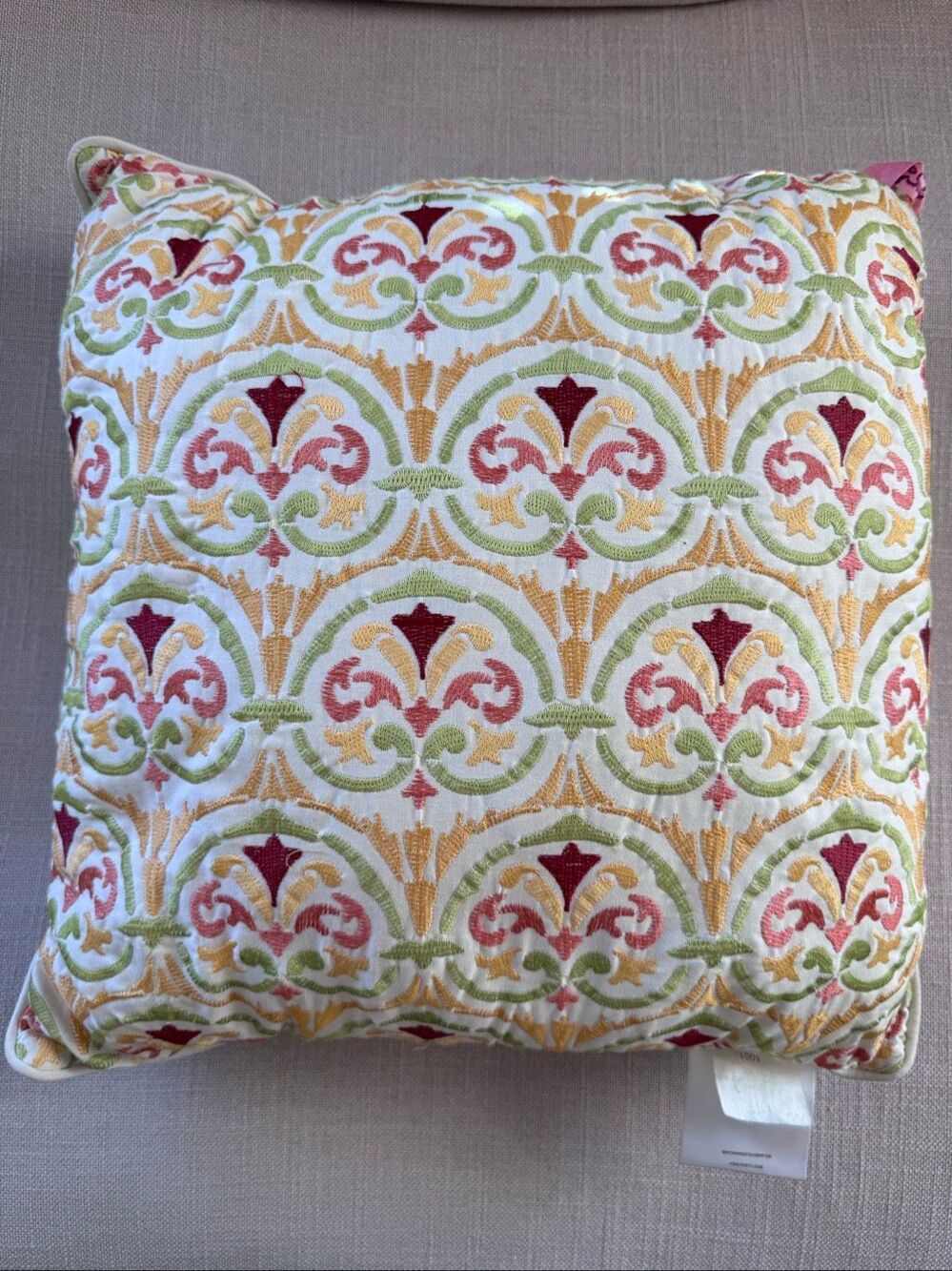 Better Homes & Garden decorative pillow embroidered cream patio decor
